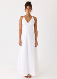 Calianna Linen Maxi Dress White
