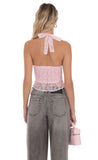 Motif V Neck Halter Top in Pink