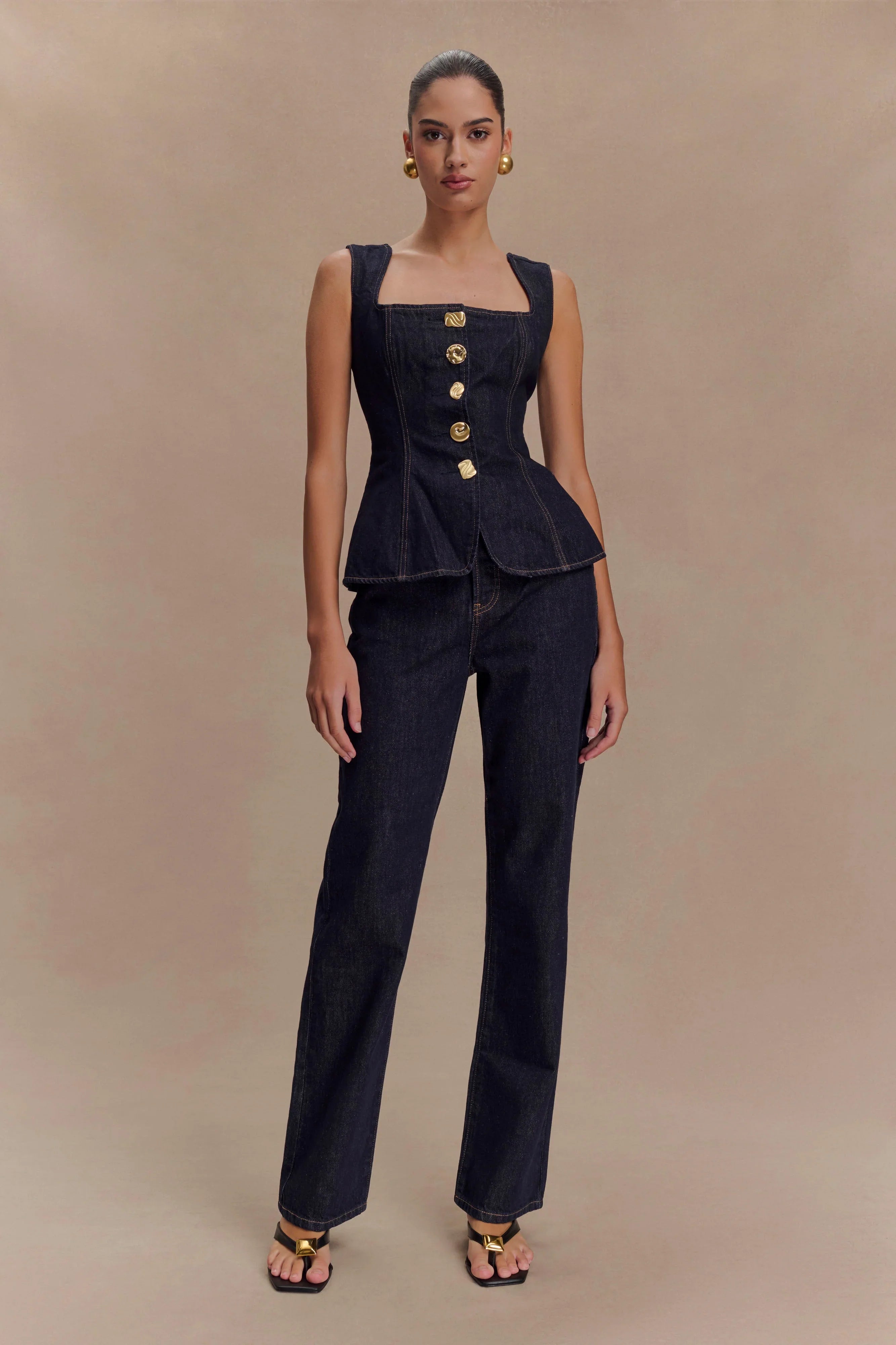 Janine High Waisted Straight Leg Jeans Washed Indigo Blue