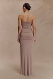Mirren Strapless Slinky Maxi Dress Bronze