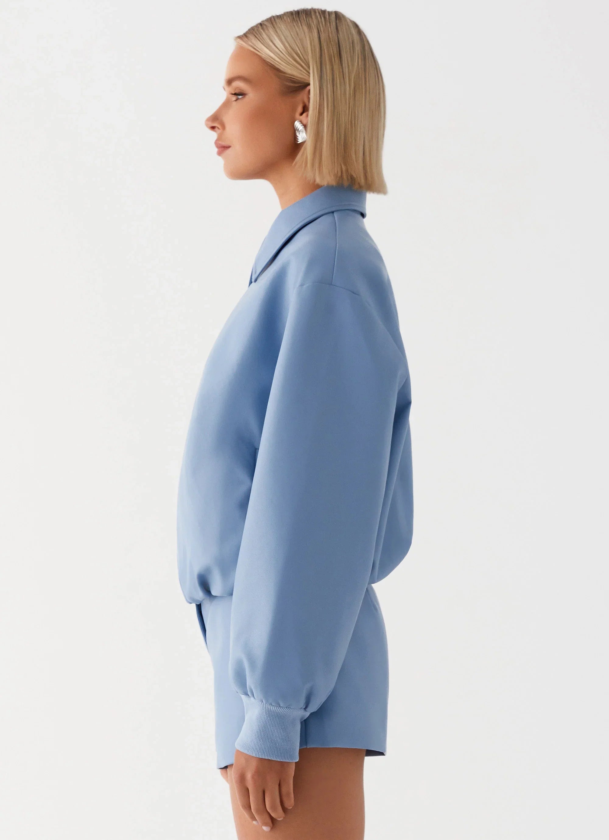 Aspen Oversized Bomber Jacket Blue