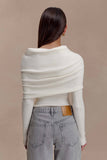 Mazie Asymetrical Cashmere Blend Long Sleeve Knit Top Ivory