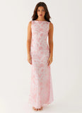 Moorey High Neck Maxi Dress Pink