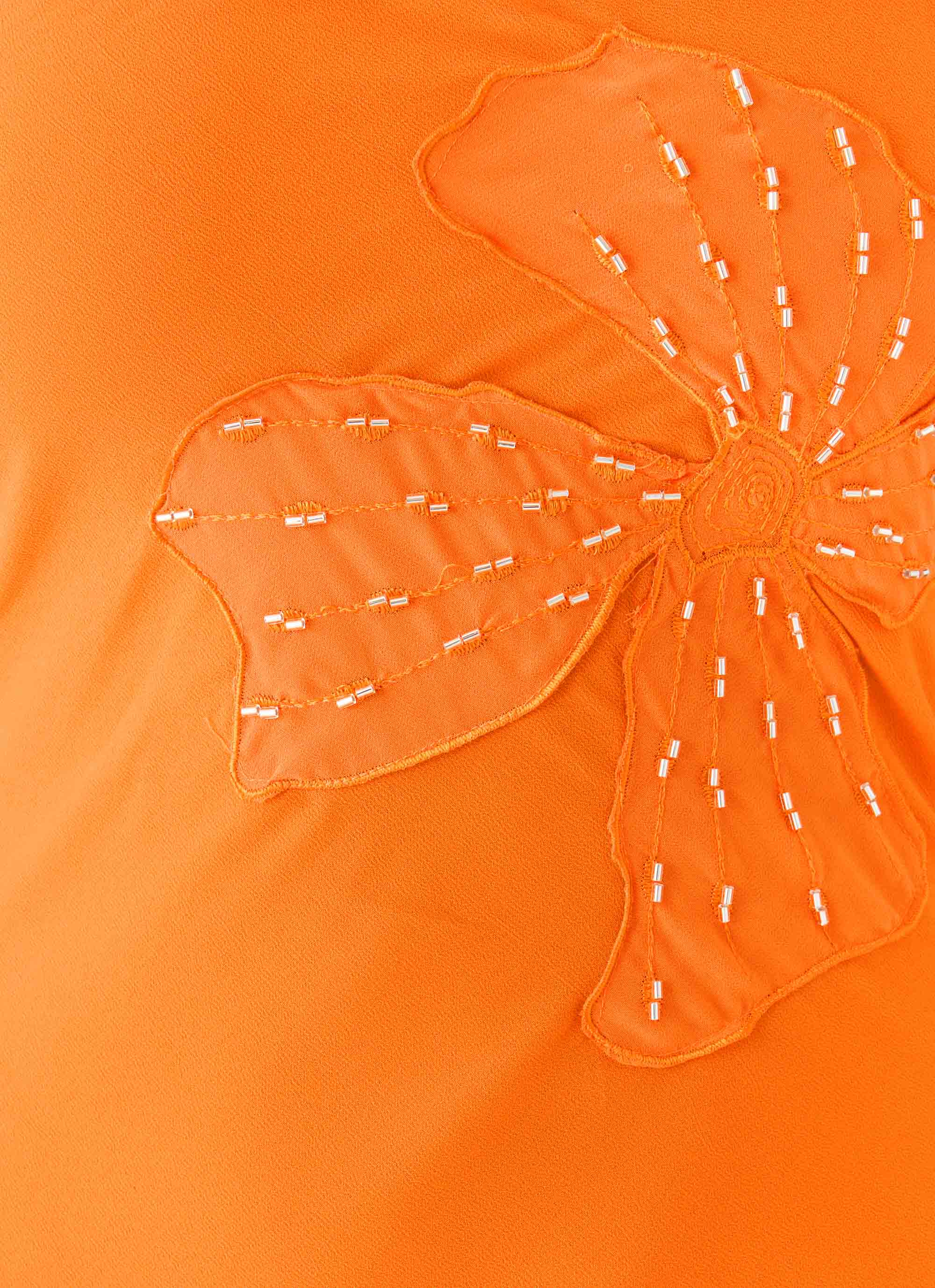 Sassafras Beaded Flower Strapless Maxi Dress Orange