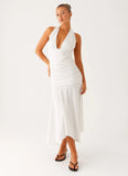 Grettana Halter Neck Midi Dress White Polka Dot