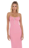 Ruched Bust Midi Dress in Pink