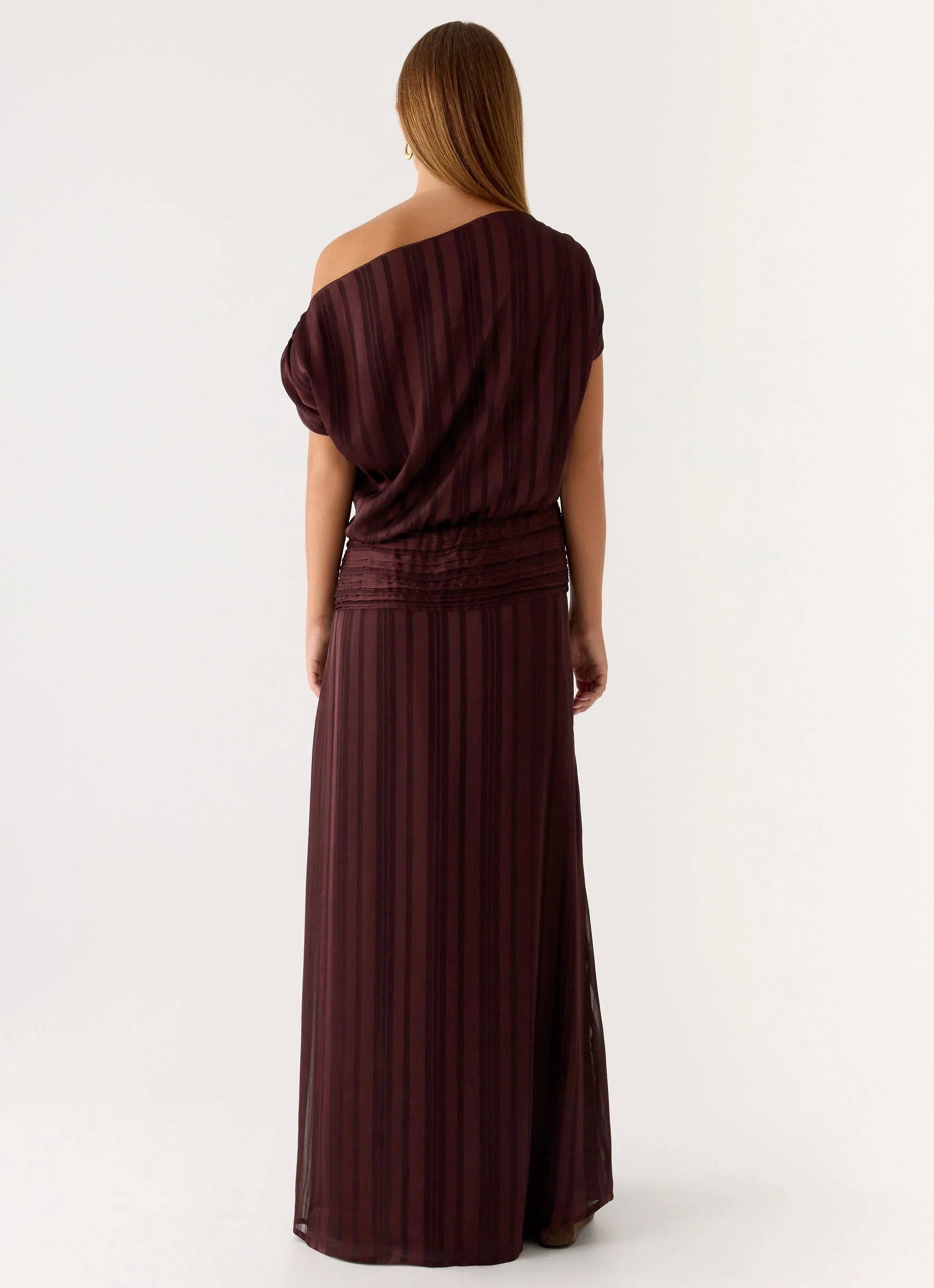 Rexi One Shoulder Maxi Dress Aubergine Gleam