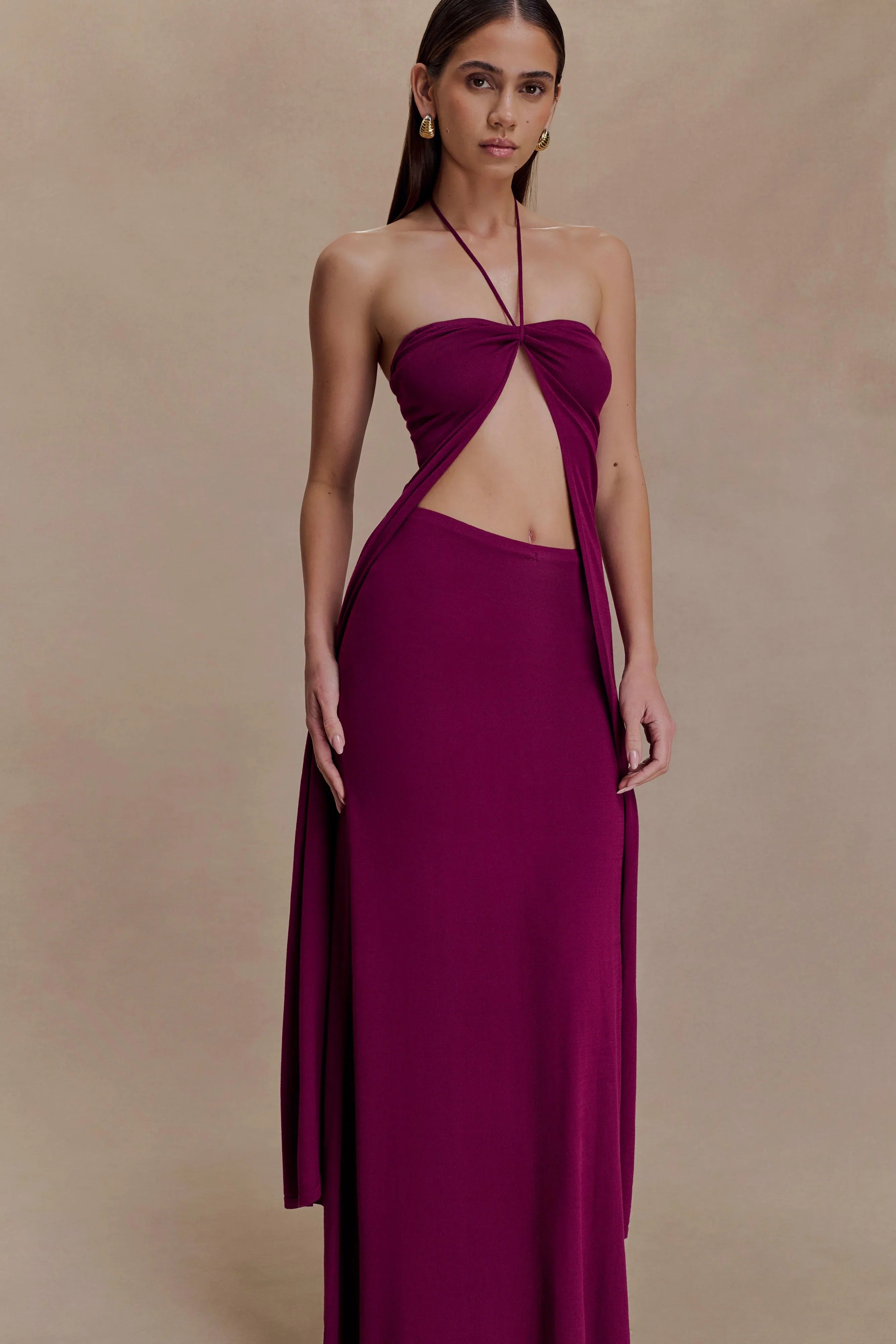 Martiena Knit Maxi Skirt Plum