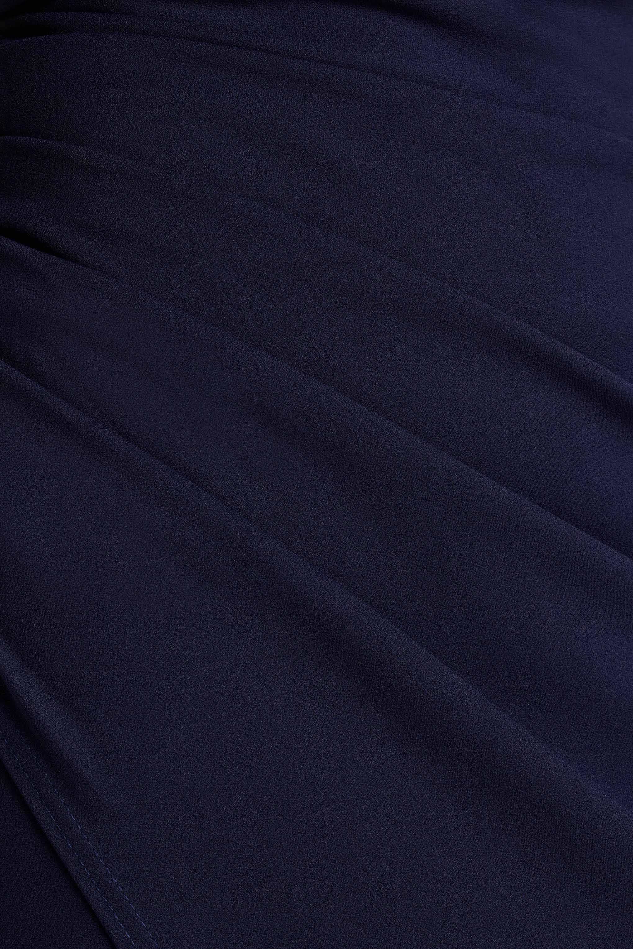 Eva Navy Bardot Bow Detail Maxi Dress With Thigh Split