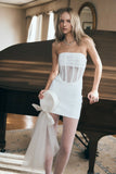 Palmer Mesh Corset Mini Dress Ivory
