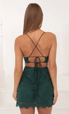 Lace Cutout Dress in Green
