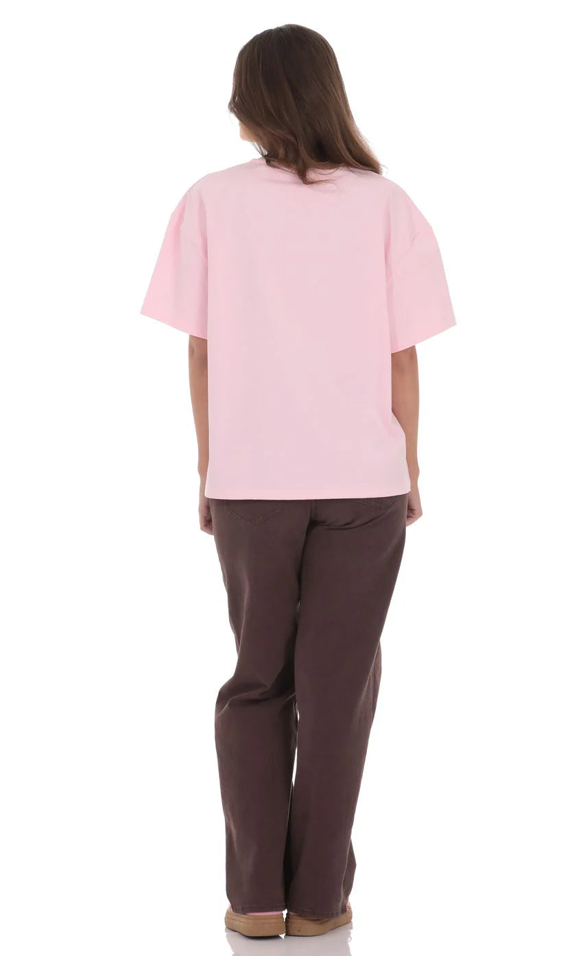LA Graphic T Shirt in Pink