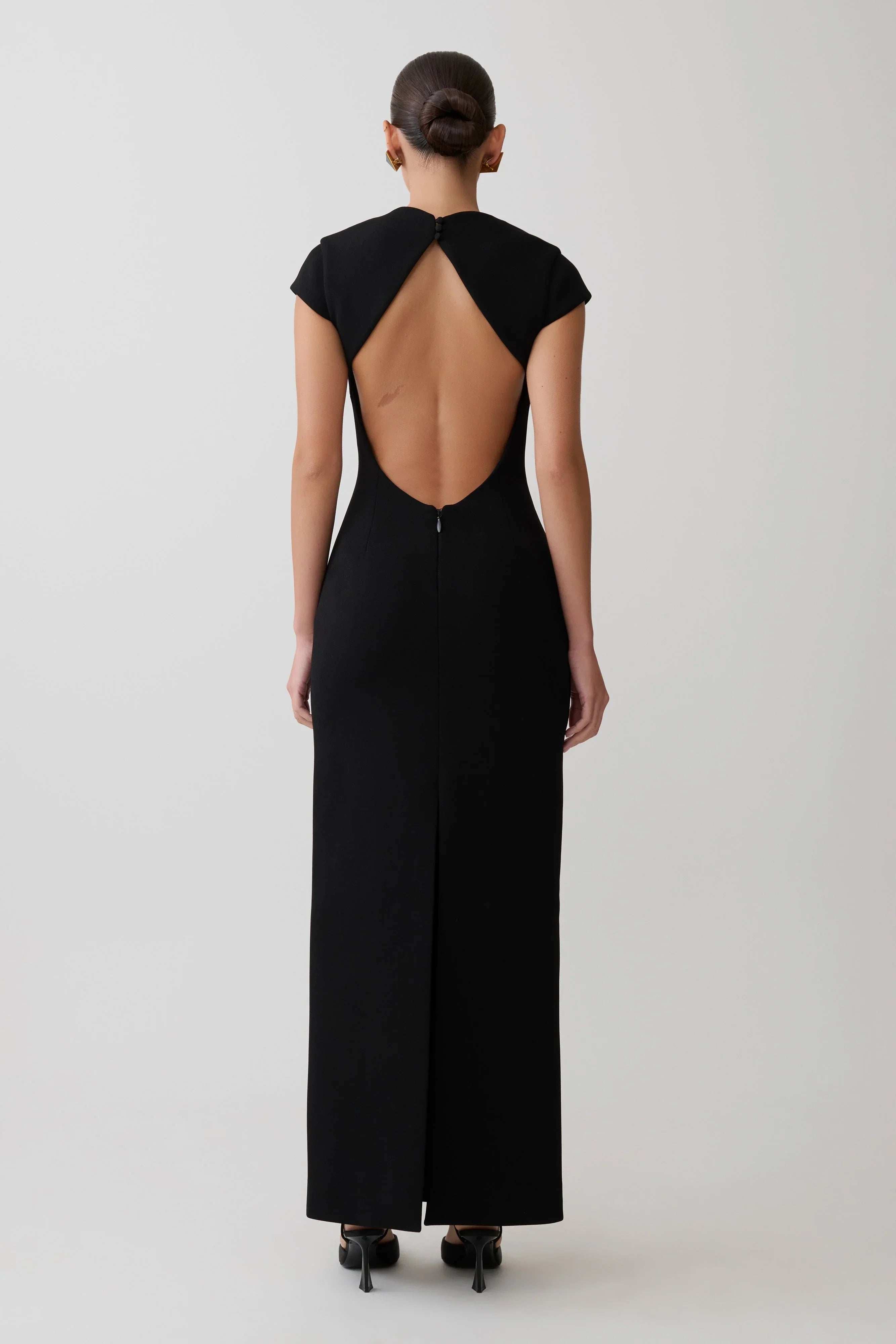 Briella V Neck Suiting Maxi Dress Black