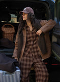 Brown Check Printed Oversized Shirt
