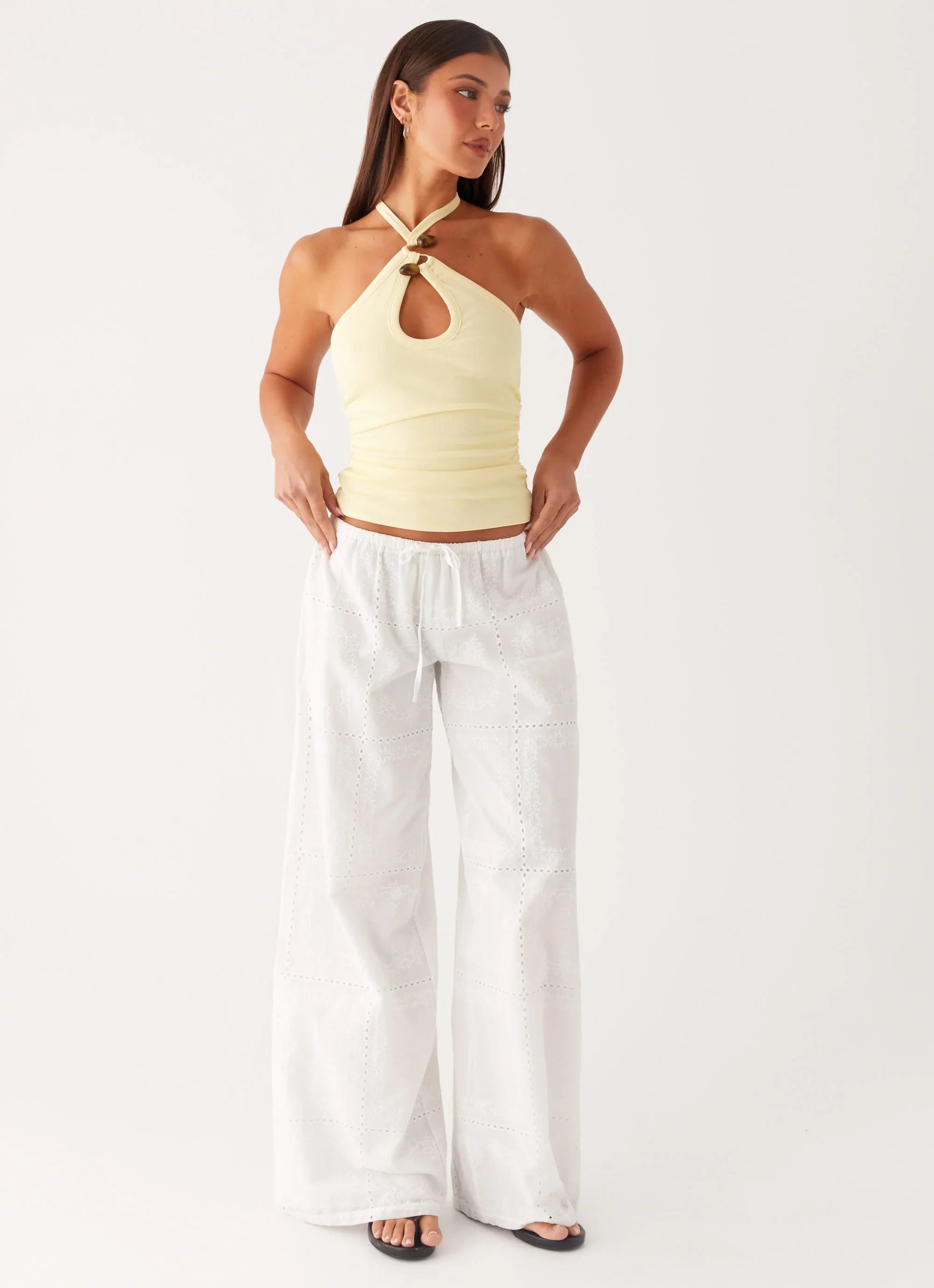 Bille Low Rise Pants White