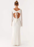 Ethereal Long Sleeve Maxi Dress Ivory