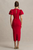 Dakota Red Puff Sleeve Midi Dress