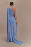 Asher Slinky One Shoulder Maxi Dress Cornflower Blue