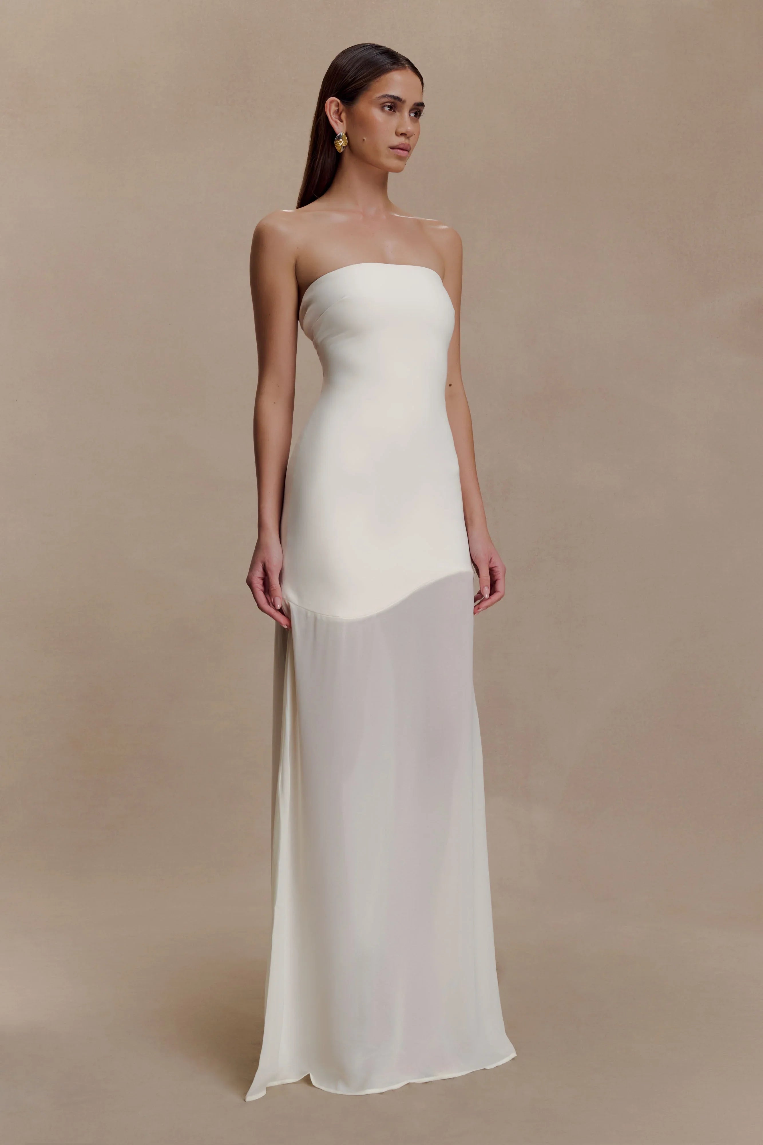 Mason Crepe And Chiffon Maxi Dress Ivory