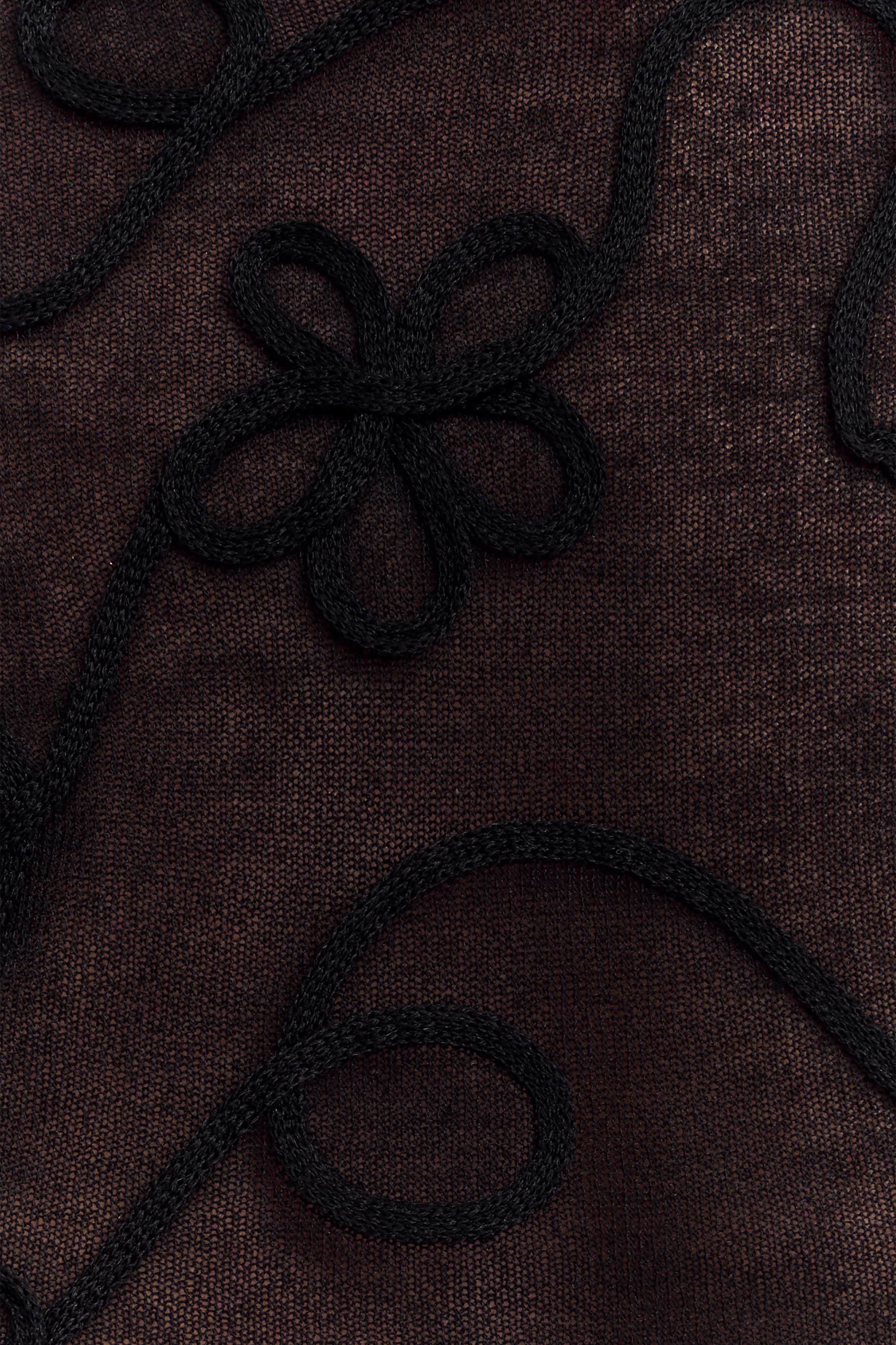 Omari Embroidery Long Sleeve Knit Top Black