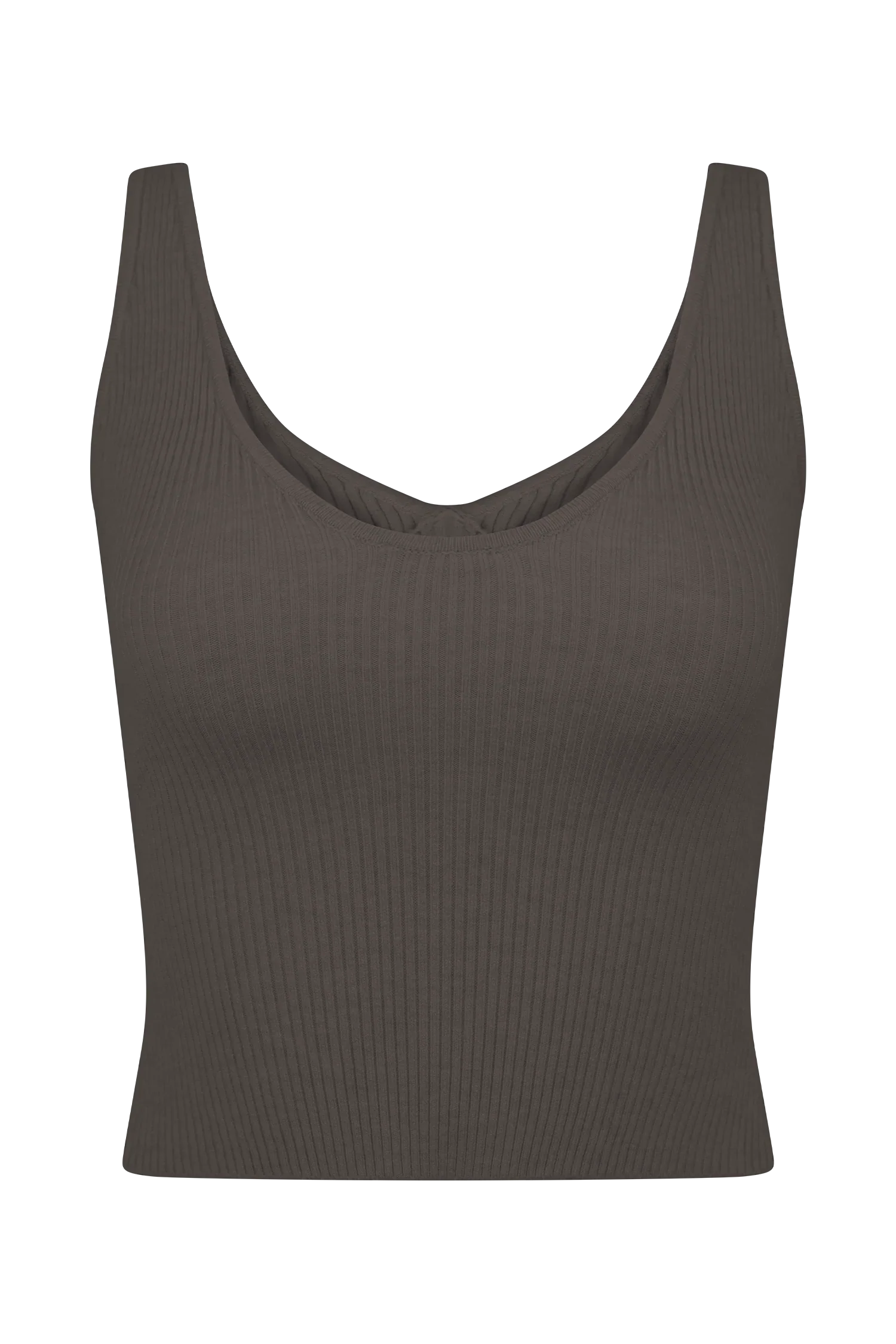 Natalya Ribbed Knit Cami Top Dark Chocolate