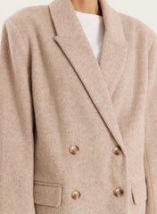 Oatmeal Longline Double Breasted Oversized Blazer