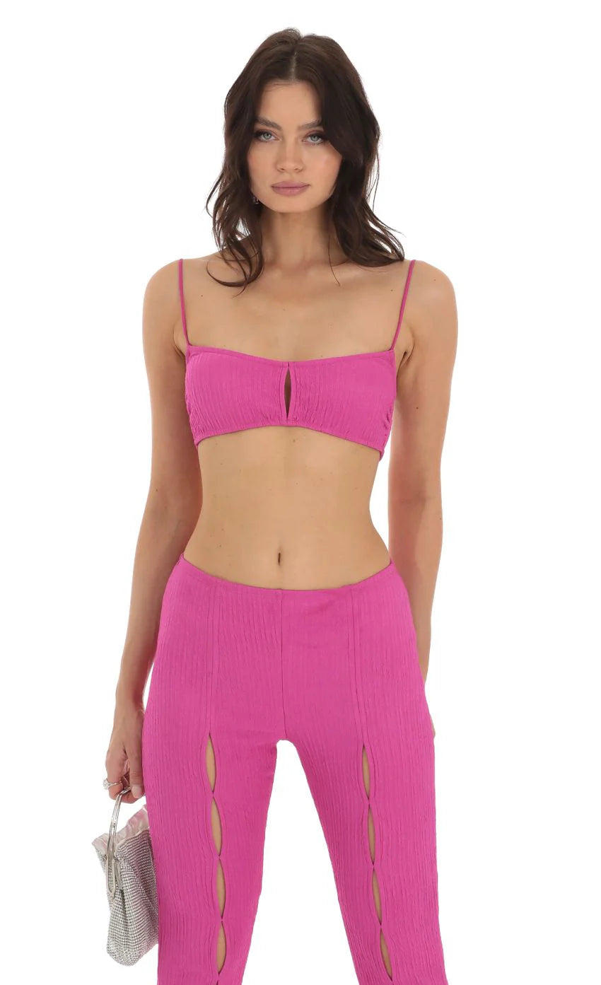 Crinkle Two Piece Set in Pink