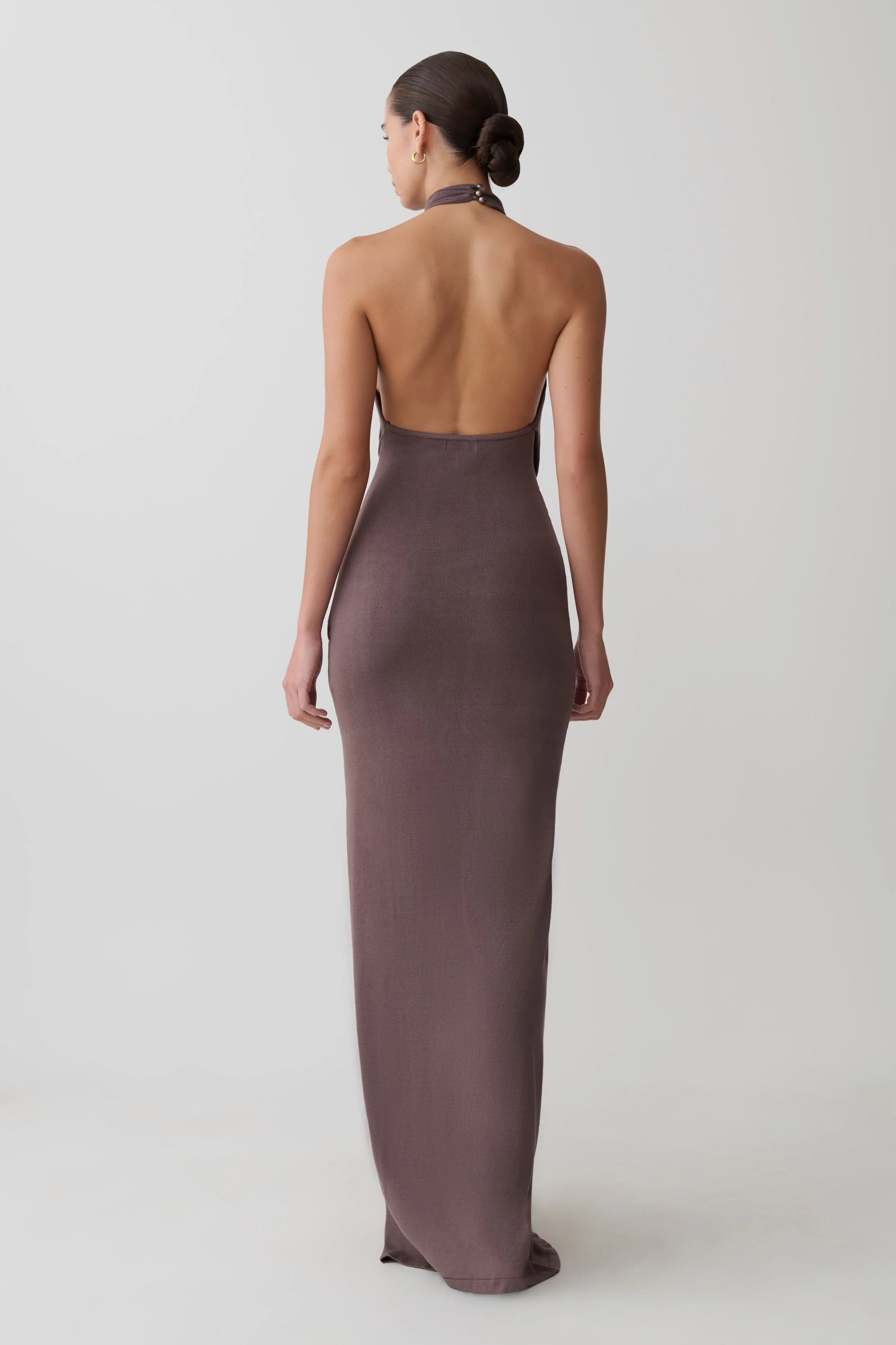 Cindylou Halter Knit Maxi Dress Peppercorn
