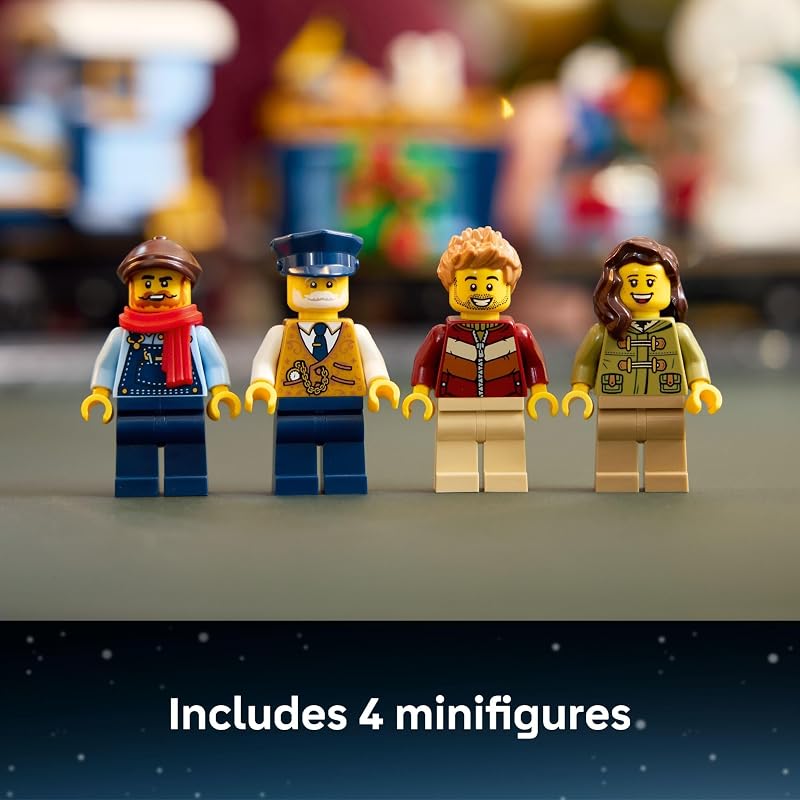 LEGO Icons Holiday Express Train Building Set for Adults Ages 18 Seasonal Home Decor for Bedroom or Book Shelf Christmas Train W Track 4 Minifigures Gift Idea for Holidays 10361