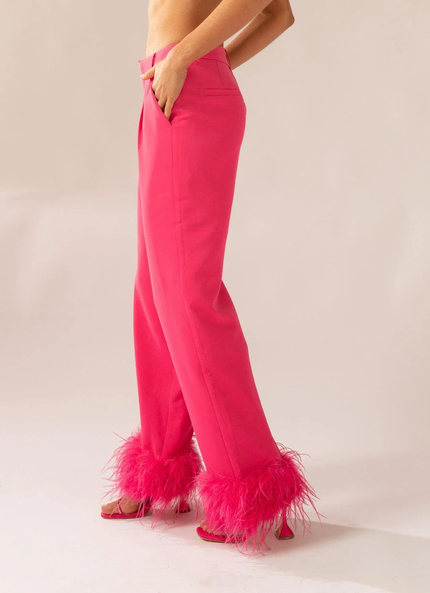 Shake It Off Feather Pants Magenta