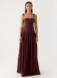 Giovanna Linen Maxi Dress Chocolate Drizzle