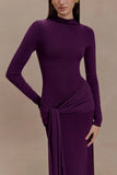 Grayson Knit Chiffon Maxi Dress Plum