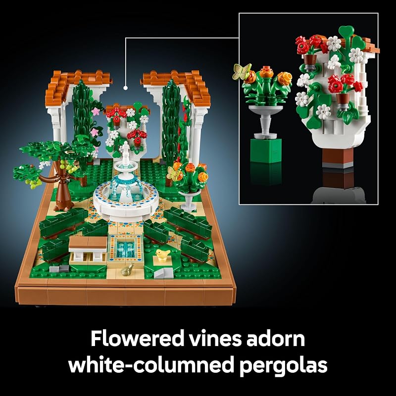 LEGO Icons Fountain Garden Building Set DIY Kit for Adults Ages 18 Miniature Craft Building Blocks for Home Decor Display Gift for Birthdays with Cypress Trees and Grape Vines 10359