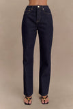 Janine High Waisted Straight Leg Jeans Washed Indigo Blue