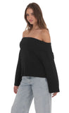 Oversized Knit Off Shoulder Jumper in Black