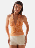 Atlanta Sequin Halter Top Orange
