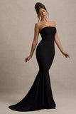 Impress Me Black Strapless Bandeau Fishtail Maxi Dress
