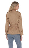 Suede Double Breasted Trench Coat in Coffee