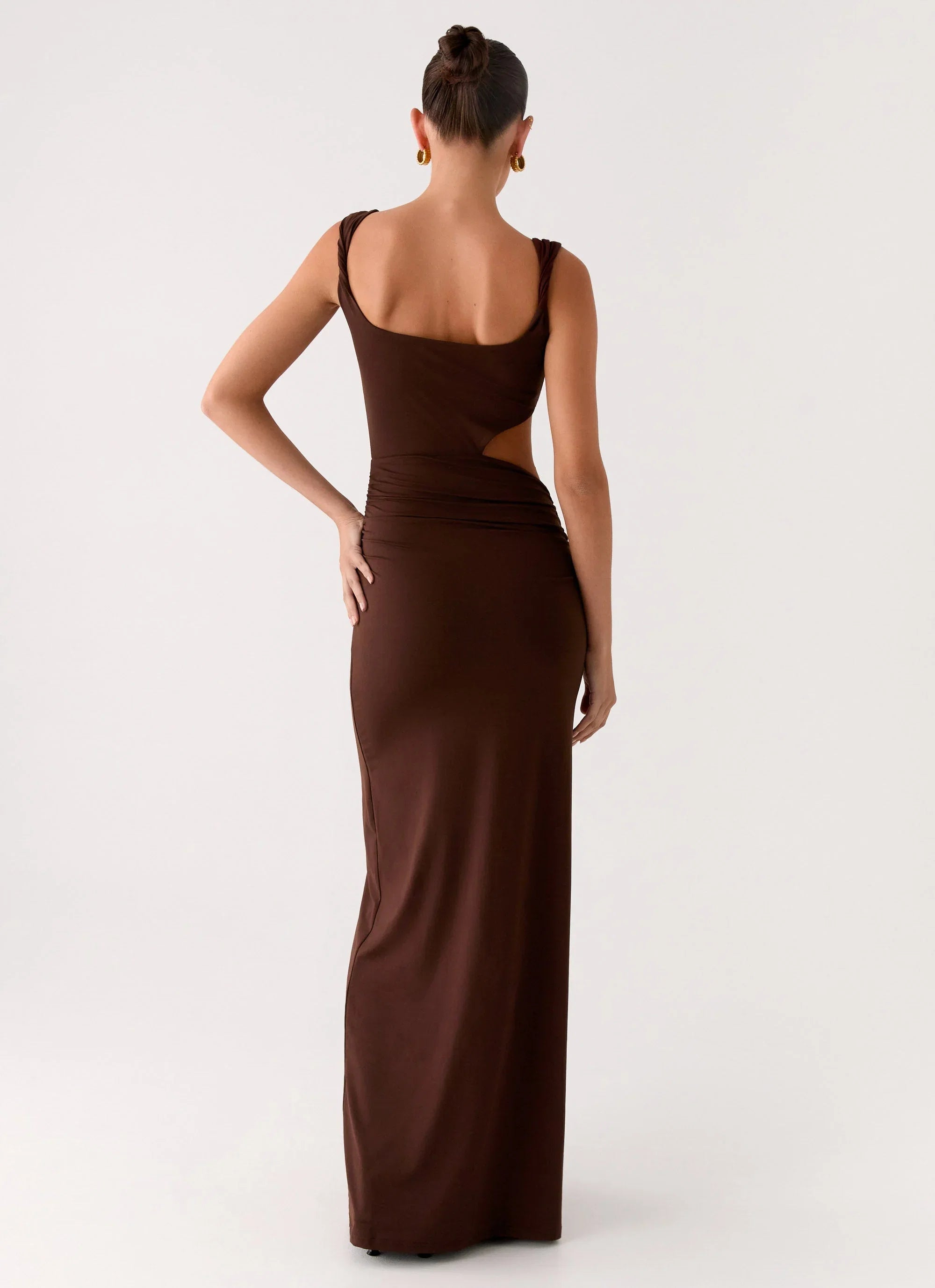 Balvin Cut Out Maxi Dress Cool Chocolate