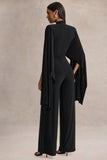 Laurina Black Plunge Neck Jumpsuit