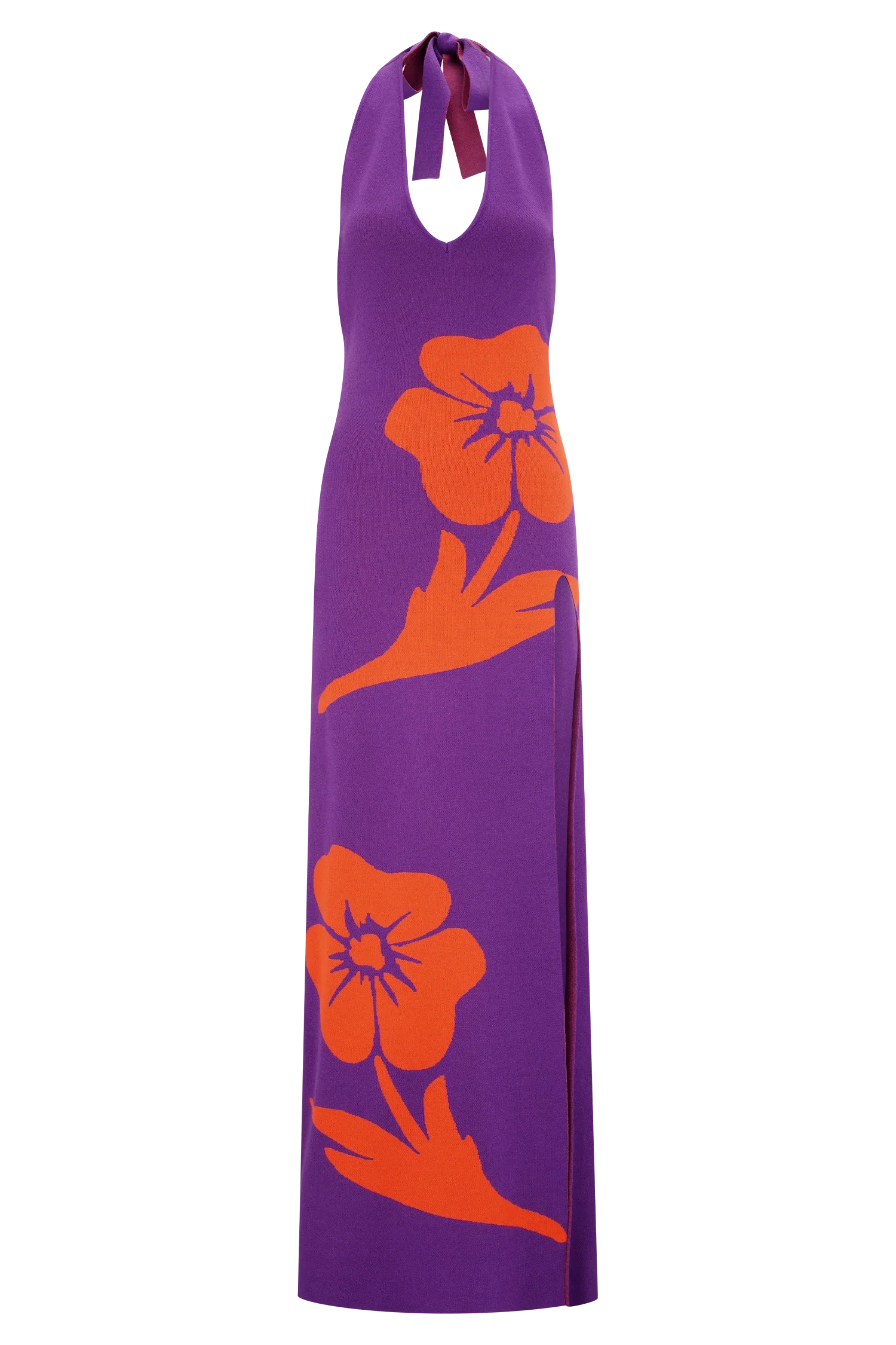 Stacy Knit Halter Maxi Dress Purple Red