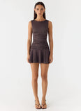 Kelda Mini Dress Chocolate Blue Dot