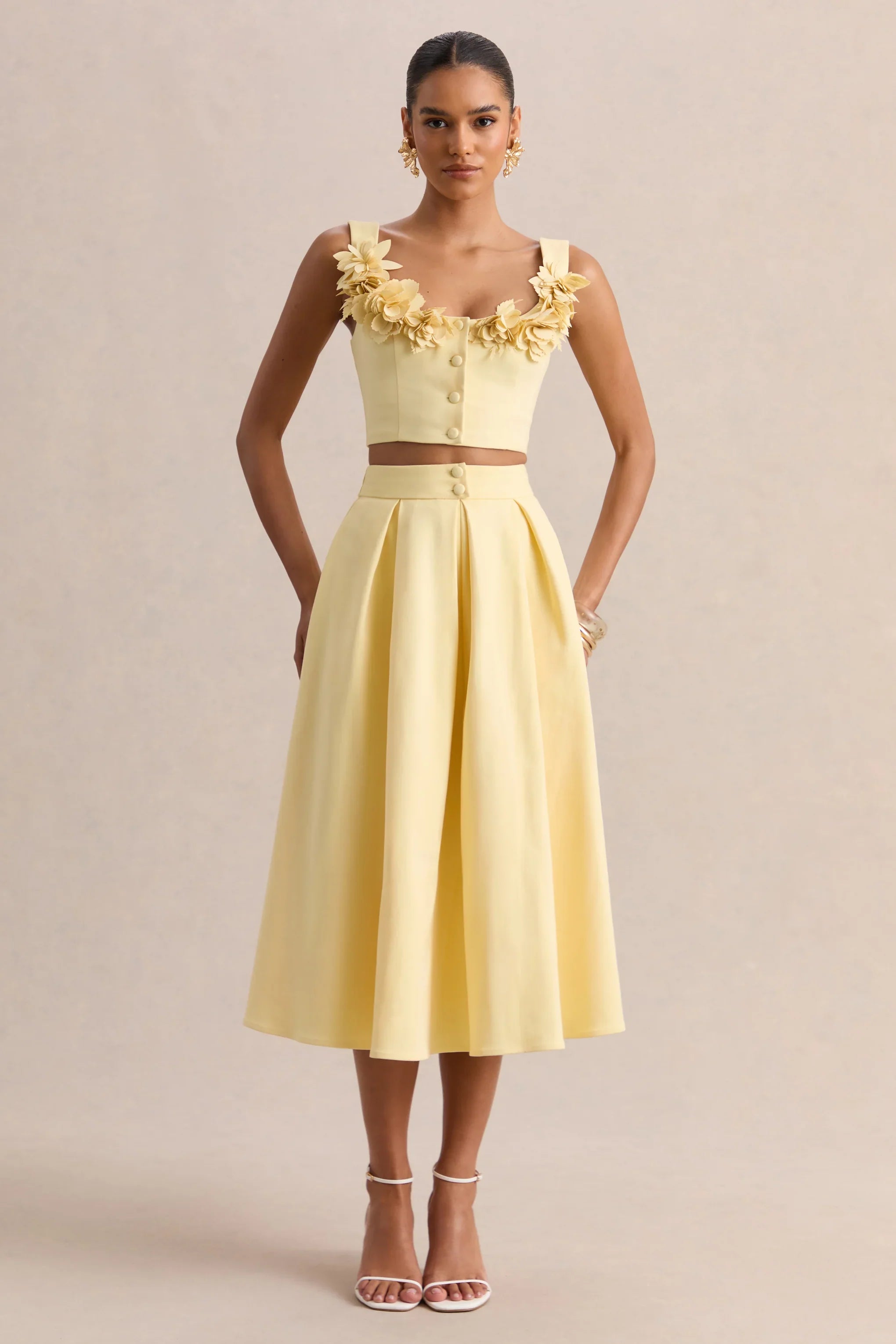Joy Lemon A Line Midi Skirt