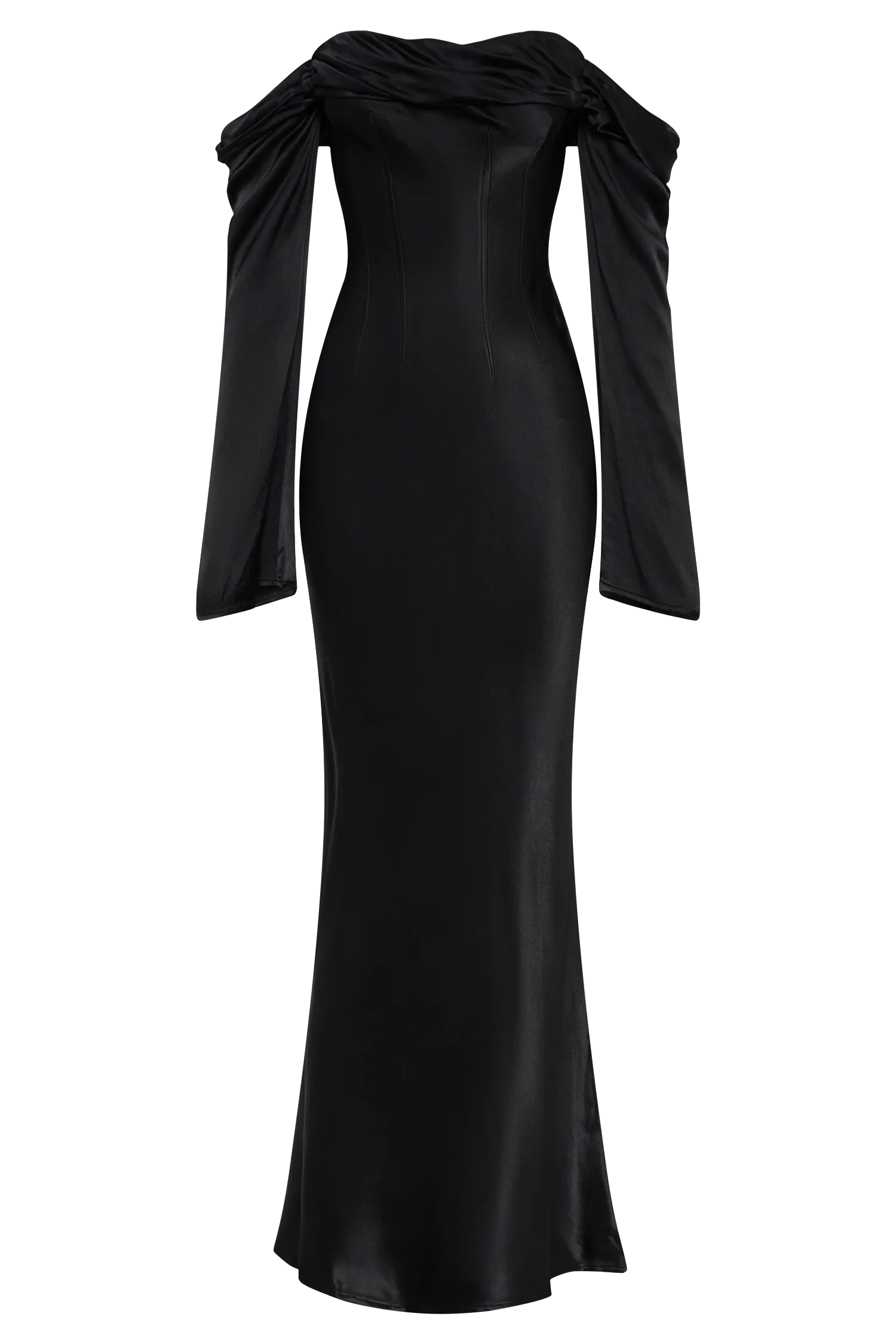 Giselle Off Shoulder Cowl Neck Maxi Dress Black