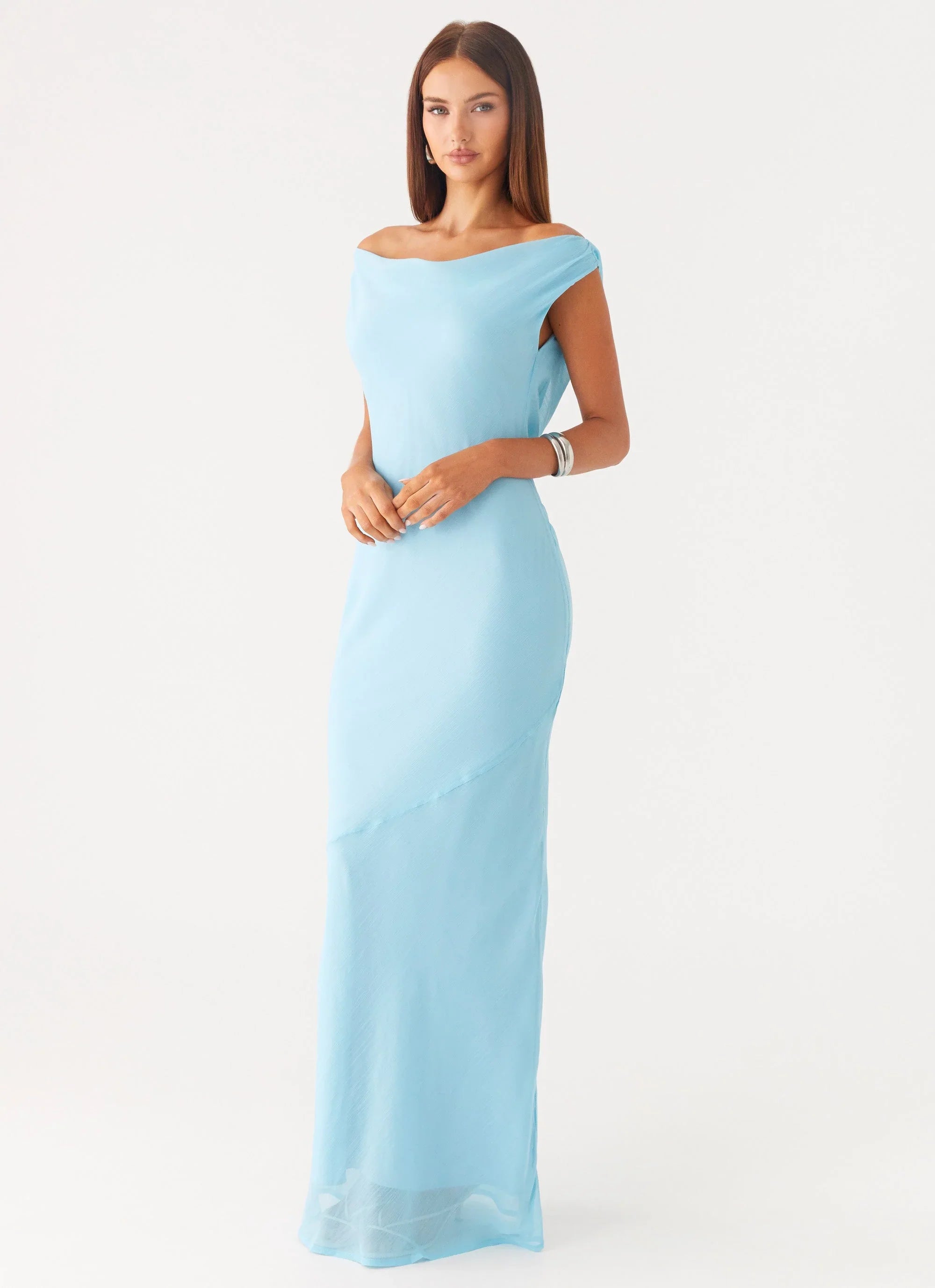 Brittany Chiffon Maxi Dress Turquoise