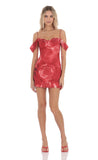Rose Off Shoulder Dress in Red