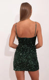 Velvet Sequin Dress in Green