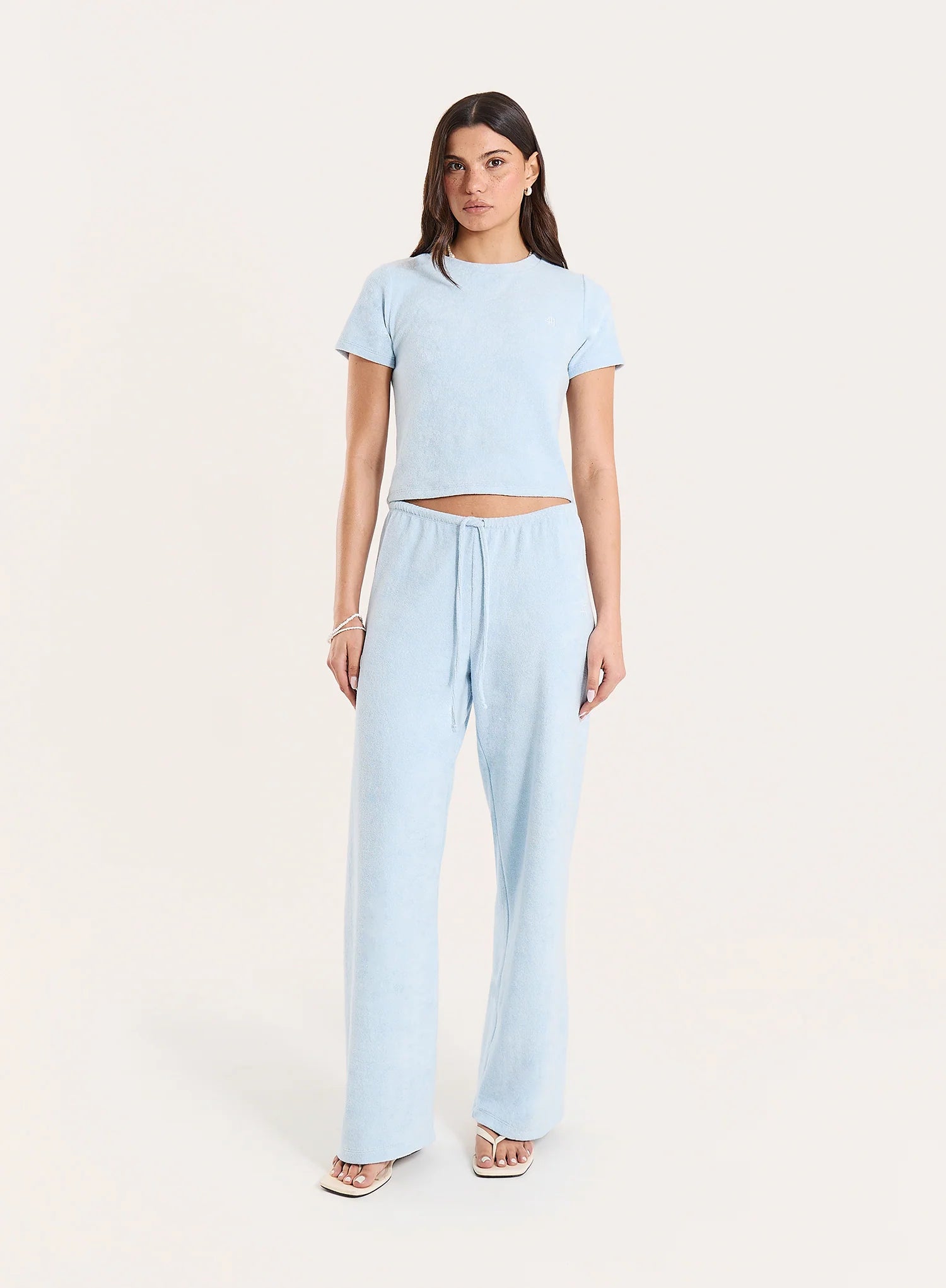 Light Blue Towelling Short Sleeve Top