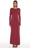 Misaki Burgundy Long Sleeve Wrap Maxi Dress