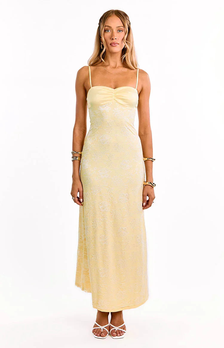 Ely Yellow Lace Maxi Formal Dress PRE ORDER